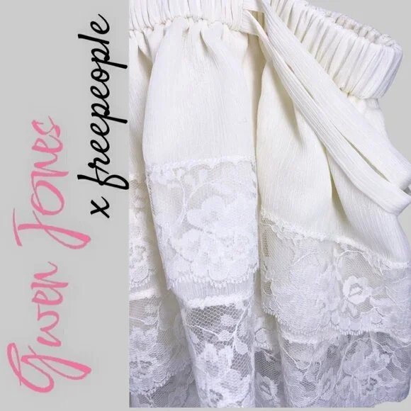 GWEN JONES x FREE PEOPLE Kari Cami Ivory Lace Crop Top Bride Romantic Size Small - Picture 4 of 11